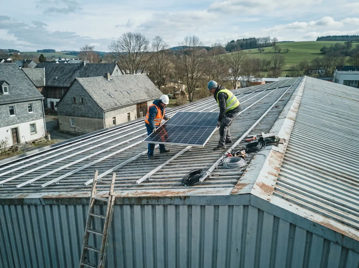 Solaranlage auf dem Dach einer Gewerbehalle